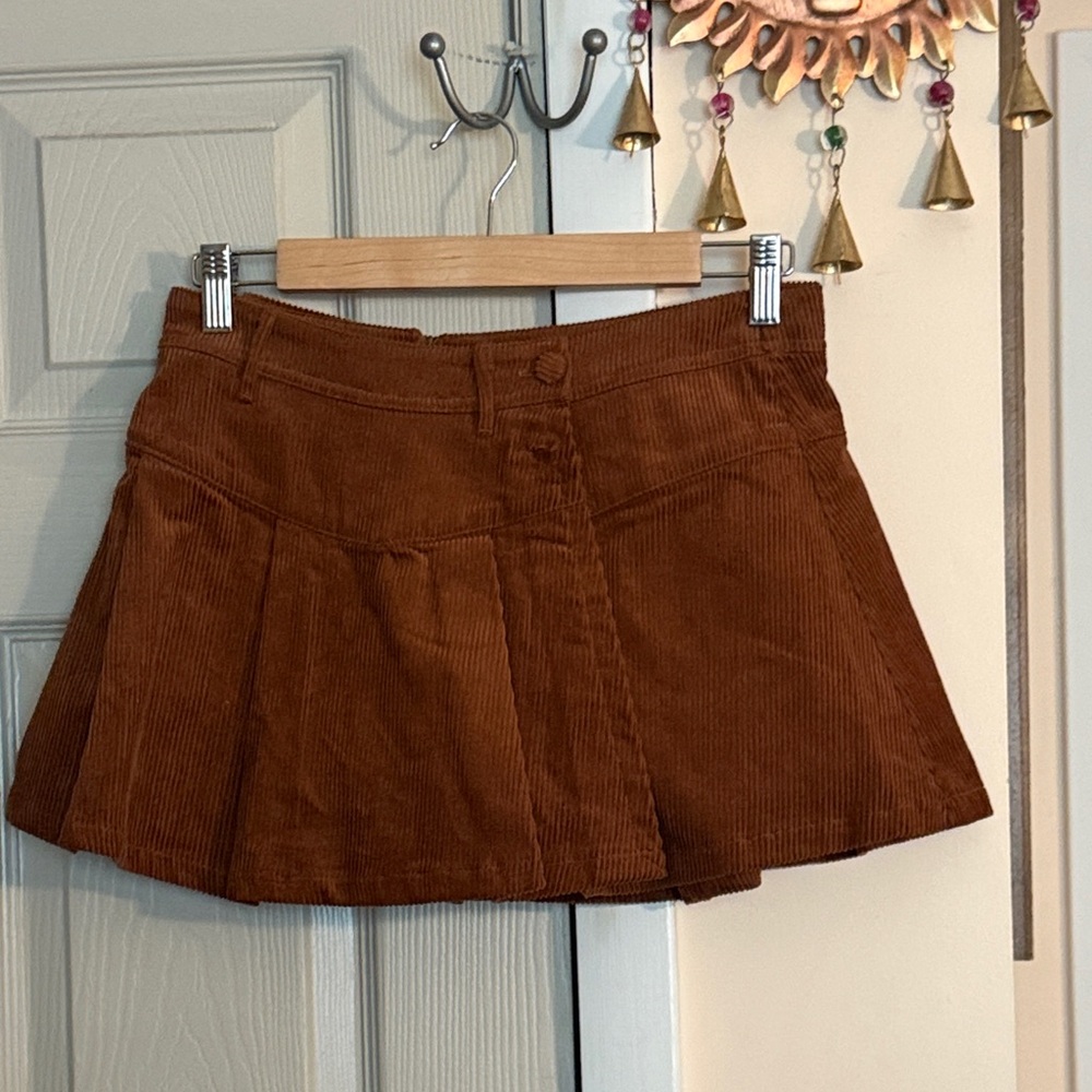 Rust Brown Corduroy Mini Skort